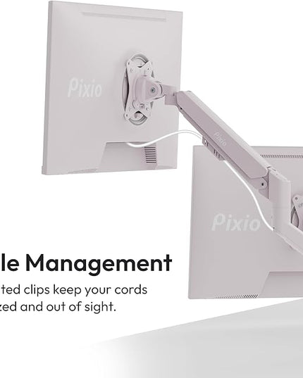 Pixio PS1D Wave Pink Dual Monitor Arm Stand Desk Mount - Fits up to 32 inches Monitors and up to 19.8lbs. VESA Compatibility and Integrated Cable Management