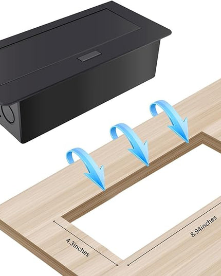 Pop Up Outlet;Pop up Power Strip; Embedded countertop;6.5 Feet 16AWG UL Cable 4 AC Outlets Max Power 1875w USB C PD 20W Fast Charging Used for Home Office Conference, etc (Black)
