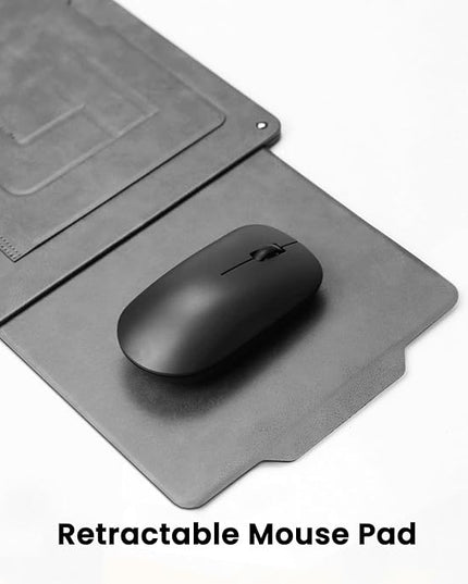 PUNCUBE Portable Lap Desk - Lap Desk with Retractable Mouse Pad, Adjustable Stand, Writing Board, Expandable Surface, and Heat Protection for Laptops and Tablets (Silver Grey)