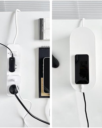White Cable Management Box, Plastic Cable Box Organizer with Lid for Wire, Power Strip, Surge Protector, Extension Cords Hider Cover Under Home Office Desk and Floor (Large)