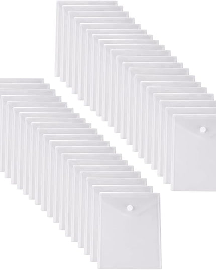 8.5 x 11 Vertical Clear Letter Sized Plastic Envelopes Document File Storage Holder 40 Pack Hook Loop Closure