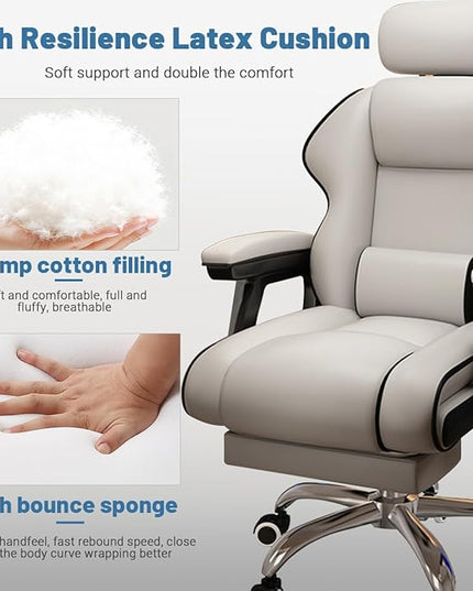 Executive Computer Chair Home Office Desk Chair,Adjustable Angle, Ergonomic Adjustable Height PU Leather Chairs with Cushions Armrest for Long Time Seating-High Office Chair with Footrest
