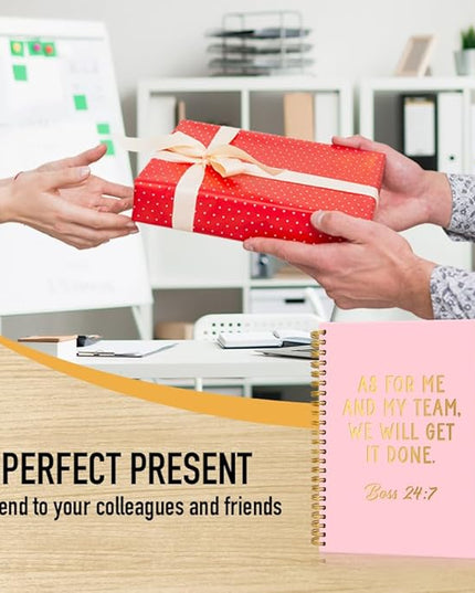 Msticey As For Me And My Team We Will Get It Done 160 Blank Pages Pink Gold Hardcover Spiral Notebook, Appreciation Gifts for Women Manager Supervisor Leader Coworker Colleague, Funny Boss Day Gifts