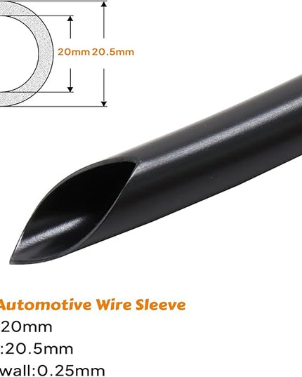 SUNNAREPOON Black Wire Harness Tubing, Car Unshrinkable Insulation Cord Sleeve for Wire Shielding Sheathing Organizer/Protection/Covering (3/4''(20MM) - 18FT(216INCH))