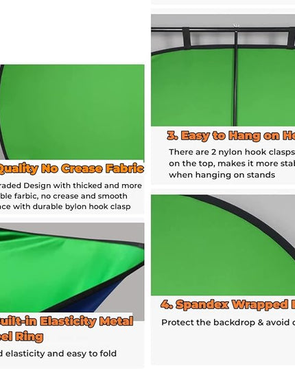 Blue Green Screen Backdrop Double Sided Collapsible Greenscreen Backdrop with Carrying Bag,Portable Pop Up Green Screen Background for Streaming Webcam 39.4 * 59.1"