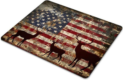 Square Mouse Pad Graceful Deer and National Flag-4,Gaming Mouse Pads for Desk,Soft Computer Waterproof Non-Slip Mouse Mat