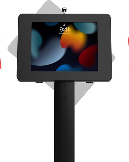 Thin Floor Stand - CTA Tall Standing 360 Degree Kiosk Display Tablet Holder - Charger Access & Lock for iPad mini A17 Pro & 1/2/3/4/5/6 - Samsung Tab A 8″