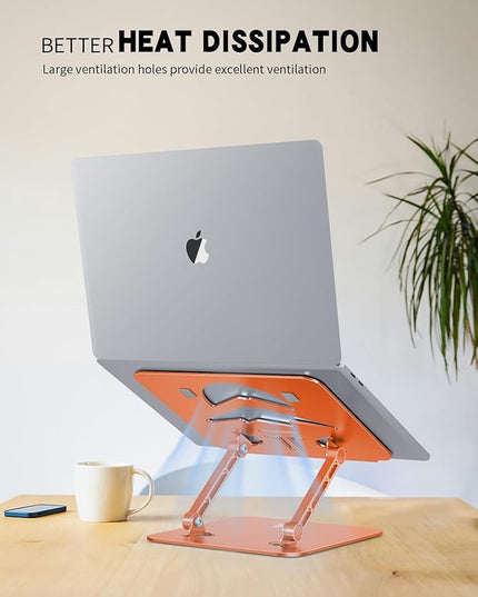Laptop Stand, Ergonomic Adjustable Computer Stand for Collaborative Work, Foldable and Portable Heat Sink Computer Stands, Fits up to 15.6-inch Laptops (Orange)