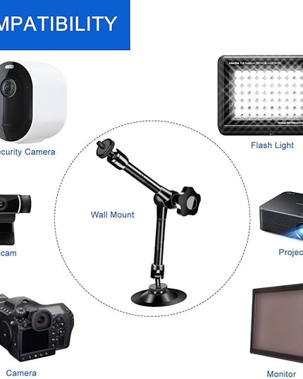 UYODM 2 Pack Articulating Magic Arm Wall Mount Holder Stand Compatible with CCTV POV Camcorders Cameras, LED Light, Video Lamp,DSLR,Flash,Digital Camera,Security Cameras