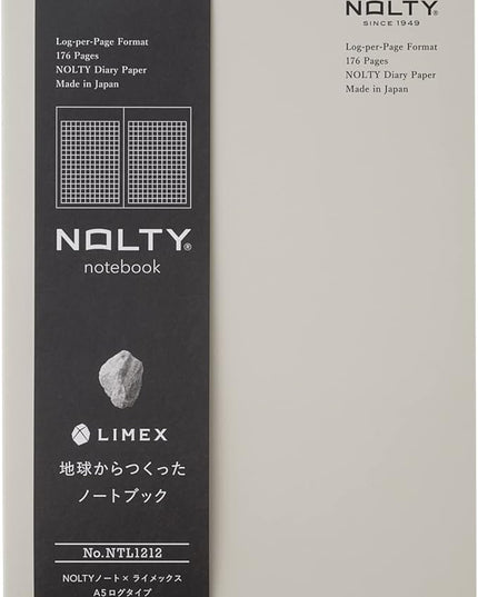 NOLTY NOTE × LIMEX, A5 Log Type Notebook, 3.5mm Grid, 176 Sheets, Lime White, NTL1212