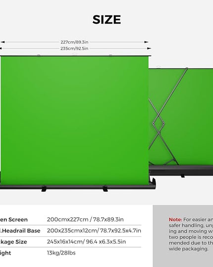 NearStream Green Screen Backdrop 78.7 x 89.3 in, Chroma Key Background, Auto-Locking Portable Foldable Fabric for Video Recording/Streaming/Photography/Zoom & Virtual Meetings, Pull-Up Design (VK50)