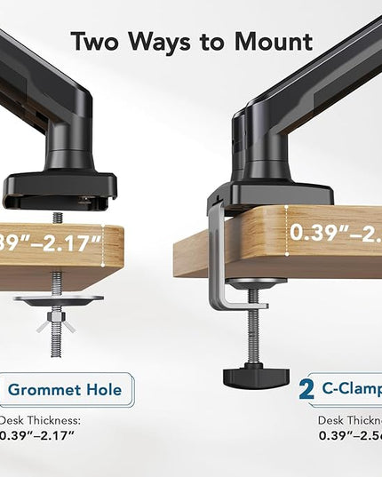 HUANUO Dual Monitor Mount for 2 Monitors up to 32 inches, Each Arm Holds Max 22lbs, Dual Monitor Stand with Advanced System, Height-Adjustable/Tilt/Swivel/Rotate, VESA Standard 75mm or 100mm