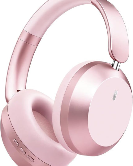 Wentronic Y05 Bluetooth Headphones Wireless Over Ear Noise Cancelling with Microphone 48 Hours Playtime, High Sound Quality Foldable Soft Earpads Headphones for Travel-Pink