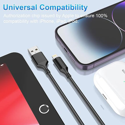 iPhone Charging Cable 5m,MFi Certified long16ft Original Lightning to USB Cable High Fast/Data Sync Charging Cable Lead for iPhone 14 13 12 11 XS XR X 8 7 6 SE Pad