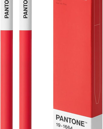 Kaco FIRST Gel Pens 2 Pieces with Black Ink, 0.5 mm Fine Point, Smooth Writing Experience, Aesthetic Cute Stationery for Journaling, Note Taking Pens (2002 True Red)