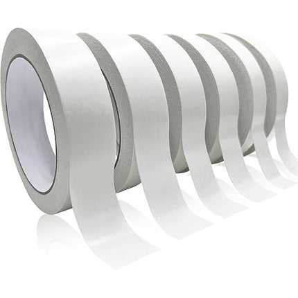 Double-Sided Fabric Tape, Hem Tape No Sew Double Sided Tape for Crafts Arts, 6 Rolls Strong Adhesive Cloth Sewing Tape for Hemming, Clothing Repairs, Pants, DIY Projects, Paper Backing (0.6/0.8/1inch)