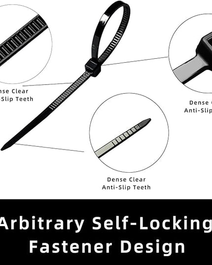 Zip Ties 12 inch, 1000 Pack Black Zip Ties, Self-Locking Nylon Cable Ties with 50 lb Tensile Strength,Wire Ties for indoor and outdoor use.