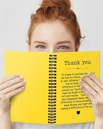 Thank You Yellow Hardcover 160 Pages Spiral Notebooks, Funny Thank You Gifts for Women Men Coworkers Leader Mentor, Appreciation Gifts for Employees, Thanksgiving Gifts for Colleagues Leaders