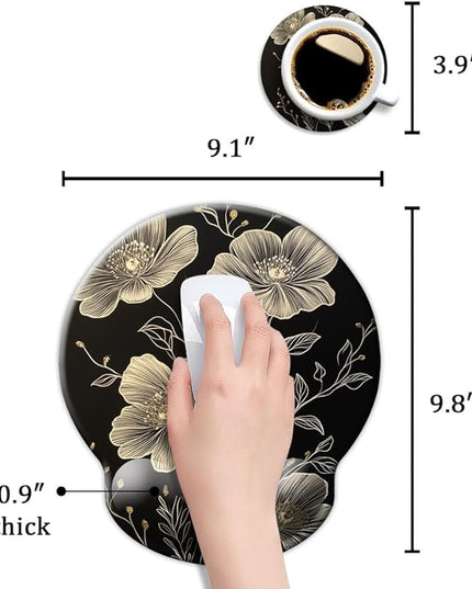 Ergonomic Mouse Pad with Wrist Support,Mouse Pad with Wrist Rest,Relieve Wrist Pain Mousepad Non-Slip Rubber Base,Mouse Pads for Desk,Computers,Laptop,Office,Home,Accessories Aesthetic Flowers