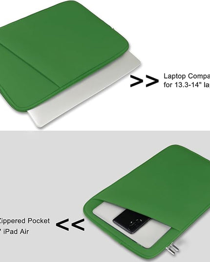 Askuko 14 inch Laptop Sleeve, Shockproof Protective Computer Cover, Durable Carrying Bag Laptop Case Compatible with 14"" MacBook Air/Pro HP Asus Lenovo Notebook, Dark Green