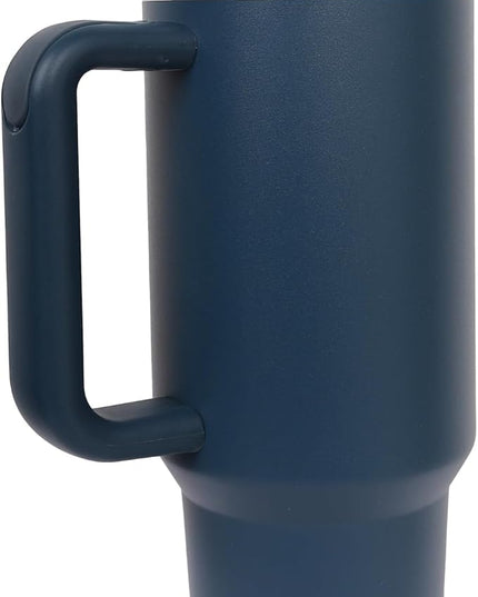 40oz Insulated Tumbler with Handle, Leakproof Straw Lid & Carry Handle - Double Wall Vacuum Insulation Keeps Ice 24 Hours, BPA Free Stainless Steel Water Bottle (Dark Steel Blue)