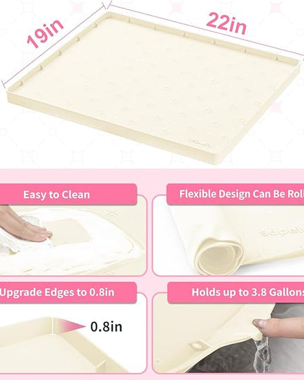 Sdpeia Under Sink Mat 22"×19" Waterproof Silicone Cabinet Liner & Sink Protector for Kitchen & Bathroom, Multi-Purpose Organizers Tray for Pets, Laundry, Cat Litter Mat
