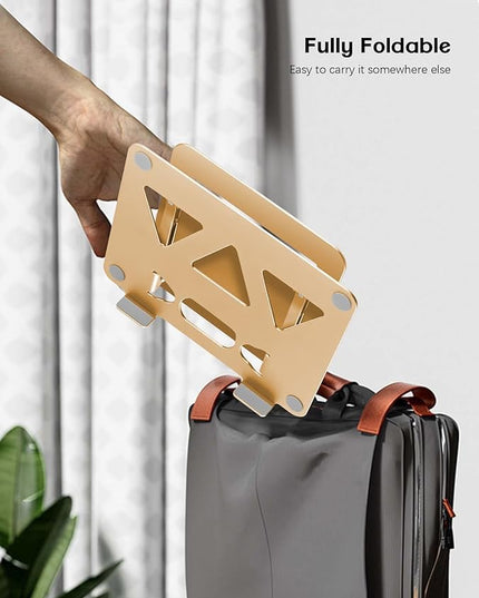 Adjustable Laptop Stand for Desk,Portable Laptop Stand Holder and Riser,Foldable Aluminum Notebook Computer Stands for MacBook Air Pro HP Lenovo Dell Samsung Chromebook, 10-15.6 inch, Gold