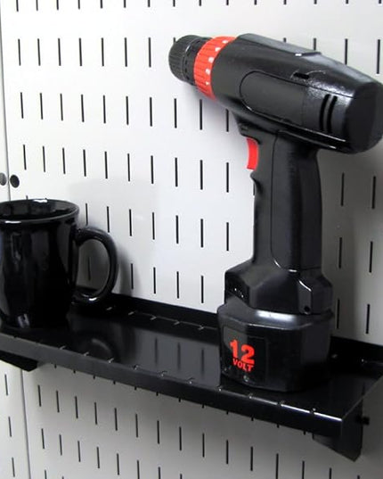 Wall Control Shelf 4in Deep Pegboard Shelf Assembly Pegboard and Slotted Tool Board - Black