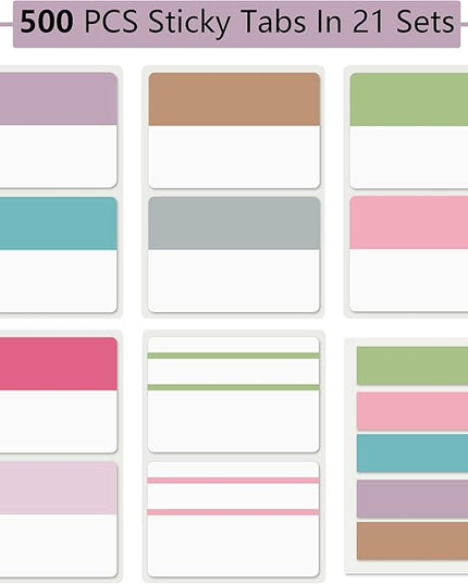 ELII 500 PCS Sticky Tabs 2 Inch Index Tabs,Page Markers File Tabs Self Adhesive, Labels for Pages Notebook
