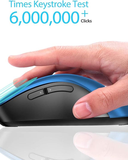 memzuoix 2.4G Portable Wireless Mouse, 1400 DPI Mobile Optical Cordless Mice with USB Receiver for Computer, Laptop, PC, Desktop, MacBook, 5 Buttons, Blue