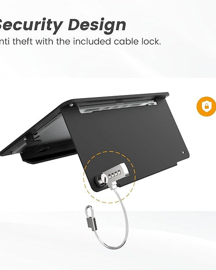 Tablet Desk Stand, All Metal 30° Ergonomic with Security Cable Lock for Office, POS Counter, Reception - Compatible with iPad 10th (10.9"), Pro 11", Air 4/5 (10.9"), Air 11"，iPad 11"(A16)