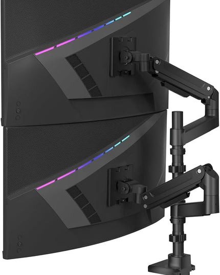 WALI Dual Monitor Mount for Ultrawide Heavy Duty Curved Monitor Stacking, Dual Monitor Arm Fits 17-49 Inch for Ultrawide Screens up to 44lbs, 49 inch Monitor Arm, Black