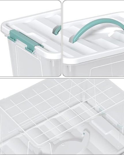 Readsky 4 Packs Clear Storage Latch Box Plastic, 14 Quart Plastic Storage Bin with Lid and Handle