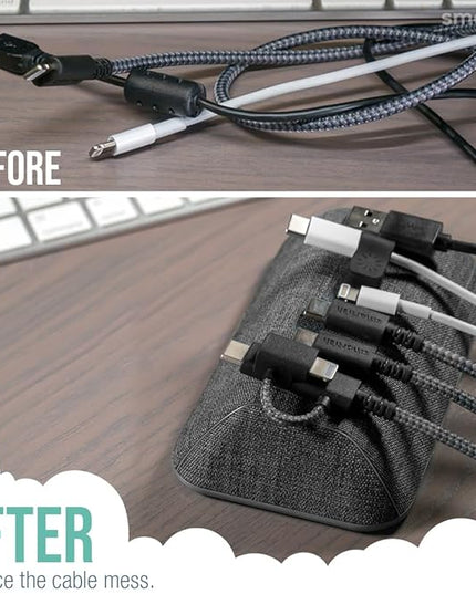 Smartish® Magnetic Cord Holder - Bigger Cable Wrangler Stocking Stuffer Organizer with Magnet Clips for Charger Management on Desktop, Nightstand - Holds 6+ Cables - No. 2 Pencil Gray