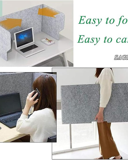 Desk Partition, Sound Absorbing and Noise Reducing Desktop Partition, 60 Cm Privacy Panel, Desk Divider, Polyester Fiber Soundproof Screen
