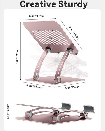 tounee Tablet Holder Stand, Dual Rod Adjustable Aluminum Desktop Stand, Compatible with 4.7-16.9" iPads, Surface Tablets, Portable Monitor, Kindle and More (Rose Gold)