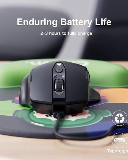 Uineer Wireless Mouse,Upgraded 2.4GHz Rechargeable (Battery Level Visible) Ergonomic Computer Mouse,4 Levels DPI, Wireless Mice for Laptop Computer(Matte Black)