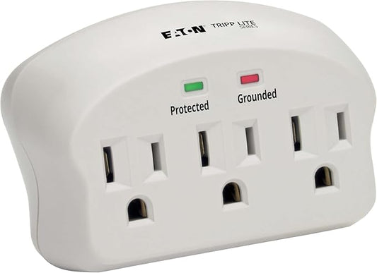 Eaton Tripp Lite SK3-0 Multi-Plug Wall Outlet Extender Surge Protector, 3 Outlets, 660 Joule Rating, Diagnostic LEDs, Portable Travel Wall Plug, Lifetime Manufacturer's Warranty & $5,000 Insurance