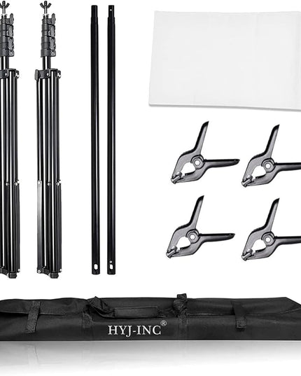 Photo Video Studio 12 x10ft 100% Muslin White Backdrop with 10 x 8.5ft Stand Photography Background Support System Kit ,Clamp, Carry Bag