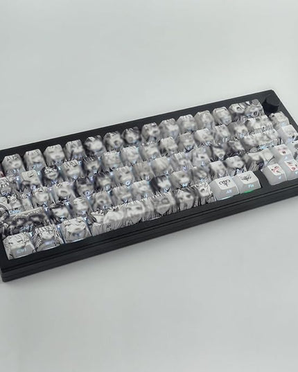 Tsungup Anime Keycaps-Side Print Keycap Set,PBT Japanese Custom Keycap Shine Through Backlit Keycaps 75 Percent,129 Keys Dye Sub Cherry Profile Keyboard Key caps for Cherry MX Mechanical Keyboard