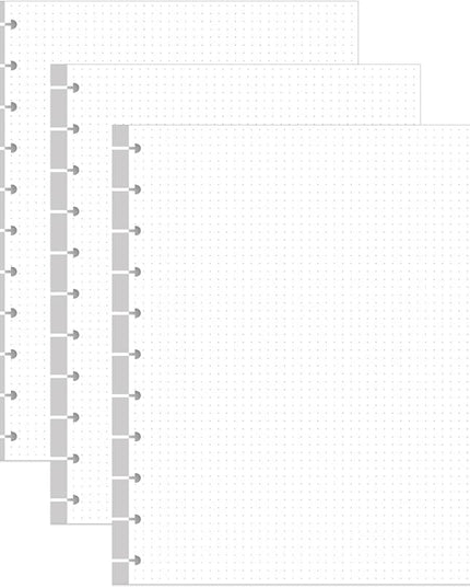 (3-Pack) A4 TUL Discbound Dotted Refills, 11-Disc Dot Grid Filler Paper, 300Sheets / 600Pages Loose-Leaf Paper, 100gsm White Paper, 8.5'' x 11''
