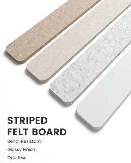 Cork Board Alternative Felt Strip Board 8-Pack 13"x2", Office Pin Board with 50 Push Pins, Adhesive Install for Bedroom Door & Home Office(Stone Beige)