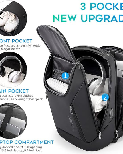 BANGE Business Smart Backpack Waterproof fit 15.6 Inch Laptop Backpack with USB Charging Port,Travel Durable Backpack