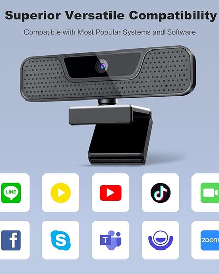 4K Auto Focus Webcam for PC, 4 AI Noise-Canceling Mics UHD Web cam, Auto Light Correction, 85°FOV Computer Web Camera, USB C Plug&Play Webcam with Tripod & Privacy Cover Works w/Zoom/Skype/Google