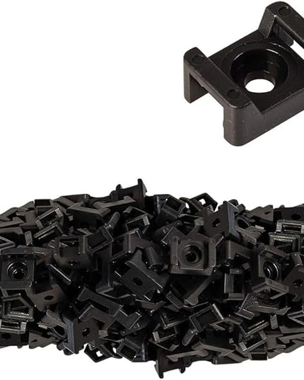 GTSE 12,000 Full Carton Of Black Screw Mounts, Zip Ties Up To 0.35" Wide, Saddle Type Zip Tie Anchors