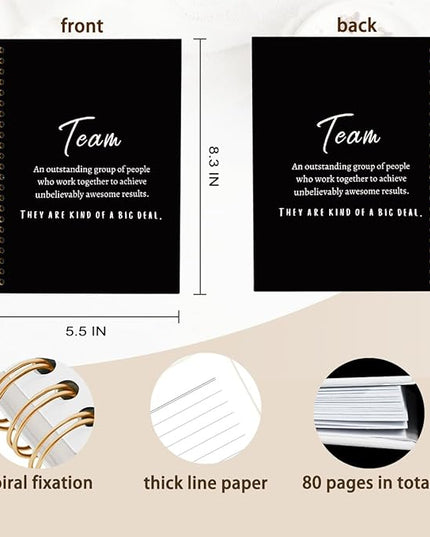 hold fizz Black Meeting Notebook for Work, Employee Appreciation Gifts, Team Gifts for Employees, Journals for Writing, Thank You Gifts for Women Men Leader Boss Manager Mentor Coworkers, 5.5"x8.3"