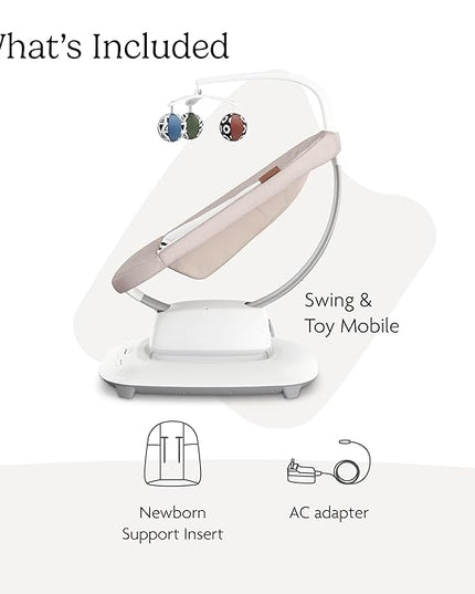 UPPAbaby Mamaroo Smart Swing – Customizable Soothing Modes with MotionSync Technology – Infant Recline + Bluetooth Enabled – Included Newborn Insert – Charlie (Sand Mélange)