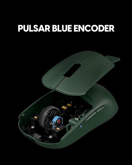 Pulsar Gaming Gears X2 v2 mini Wireless Gaming Mouse, Founder's Edition, Ultra Lightweight 1.80 oz (51 g), Symmetrical, Optical Switch, 2.4 Ghz 1 ms, 26000 DPI, PAW3395 Sensor (Mini, Wireless, Green)