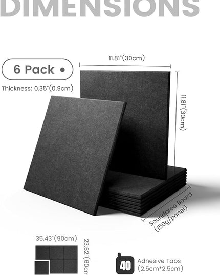 Fluxynara Large Felt Bulletin Board 36" x 24" Cork Board Alternative-6 Pack with 40 Safe Removable Adhesive Tabs, Cork Boards for Walls Cork Board for Home Office Classroom Pin Board - Charcoal Gray