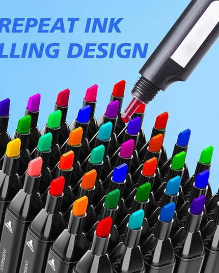 Alcohol Markers 262 Colors Drawing Pens Set Dual Tip Permanent Art Markers for Kids and Adult Gifts -262 Black shell Refillable